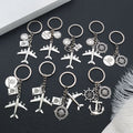 Nine-Style Antique Silver Airplane Globe Passport Travel Keychain Collection view 3
