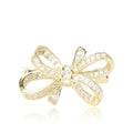 Small Crystal Ribbon Bow Brooch in Gold or Silver Tone view 5