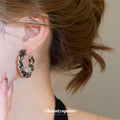 Leopard Fabric Wrapped Crystal C Hoop Earrings Jewelry Accessory view 4