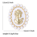 Pearl Frame Cameo Woman Brooch in Pink Black or White Enamel view 7