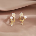 Gold Rose Pearl Look Clear Drop No Piercing Clip Earrings view 1