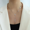 Love Letter Y Tassel Bar Pendant Necklace Rose Gold Steel view 8