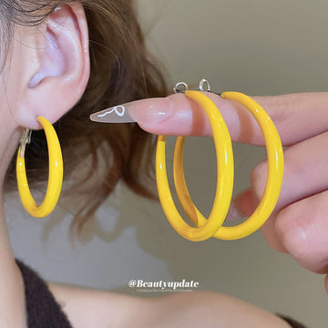 Yellow Hoop Earrings In Large And Small Sizes Jewelry Design