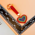 Full Crystal Rainbow Heart Keychain with Gold Tone Ring and Clasp view 4
