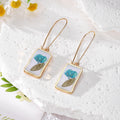 Rectangular Gold Pressed Flower Drop Earrings 7 Styles view 11