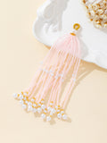 Seed Bead Tassel Pendant Charm With Pearl Accents Seven Colors view 8