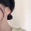 Silver Tone Aqua Stone Palm Tree Stud Earrings For Women view 2
