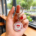 Valentines Day Round Disc Keychain Red Heart Charm view 3