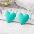 Colorful Matte Chunky Asymmetrical Heart Stud Earrings view 8