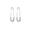 Silver Safety Pin Shape Stud Earrings Polished Metal view 5
