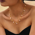 Gold Shell Charm Freshwater Pearl Stainless Steel Necklace view 3
