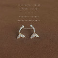 Gold Pearl Arc Fish Tail Zircon Stud Earrings Pair view 1