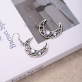 Silver Filigree Crescent Moon Pink Purple Accent Earrings view 3