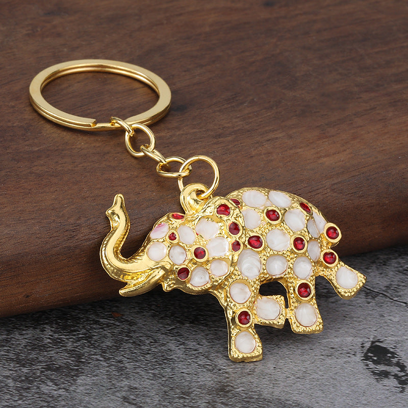 Colorful Elephant Rhinestone Alloy Keychain Gift Accessory