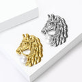 Horse Head Brooch With Pearl Accent In Silver And Gold Tones view 2