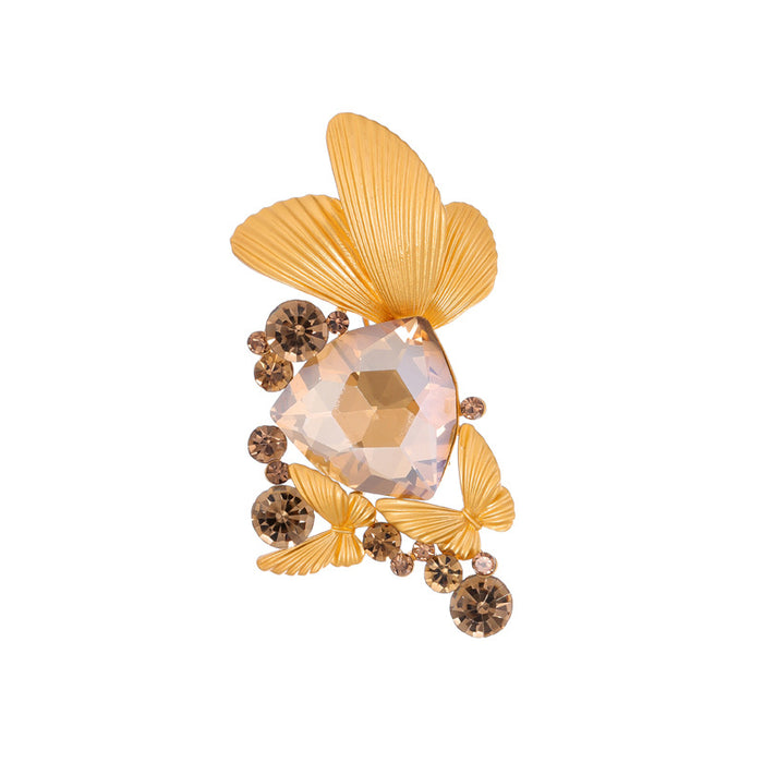 Gold Tone Butterfly Crystal Two Designs Metal Brooch Pin