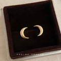 Polished Gold Crescent Moon Stud Earrings Smooth Metal view 4