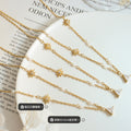 Gold Star Triangle Zircon Pendant Necklace Pearl Chain Accents view 2