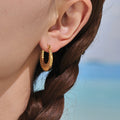 Scaled Teardrop Hoop Earrings in Gold and Silver Tone view 4