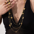 Gold Stainless Steel Heart Bear Cross Long Layered Charm Necklace view 4
