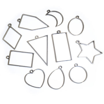 Steel Tone Open Geometric Pendant Frames in Twelve Shapes