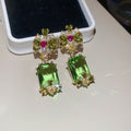 Floral Crystal Rectangle Statement Drop Earrings For Women view 7