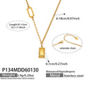 Gold Bar Pendant Necklace With Oval Link LOVE GOLD Lettering view 6
