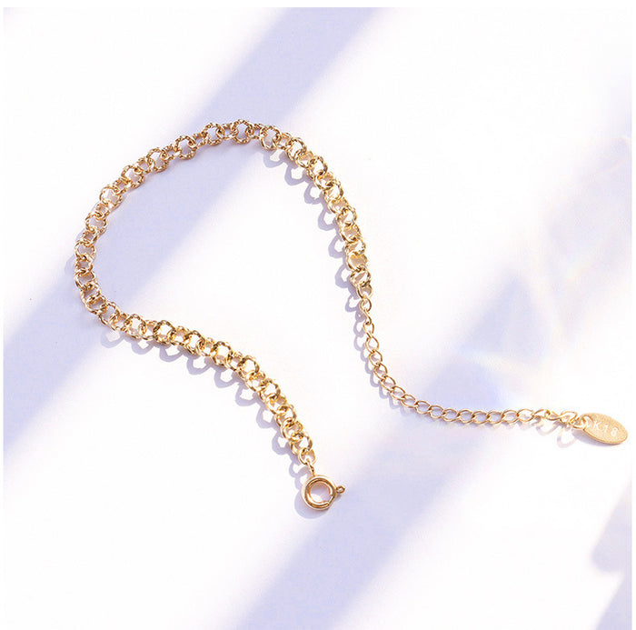 Heart Circle Link Chain Necklace Bracelet Gold Steel Rose