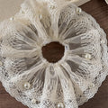 Cream Lace Pearl Scrunchie Oversized Elastic Hair Tie view 4