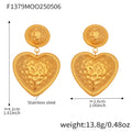 Hammered Heart Drop Earrings Gold Steel Mixed Tones view 8