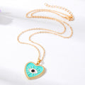 Gold Tone Crystal Edge Heart Enamel Evil Eye Pendant Necklaces view 4