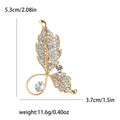 Crystal Double Leaf Stem Brooch in Gold or Silver Tone view 6