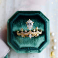 Gold Crown Style Ring Pear Clear Center Stone Accents view 2