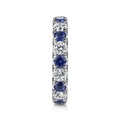 Blue And Clear Round Stone Eternity Band In Silver Tone view 3