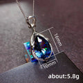 Blue Iridescent Pear-Shaped Pendant Necklace In Silver Tone view 5