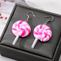 Silver Tone Colorful Resin Lollipop Hook Earrings in Four Designs view 6