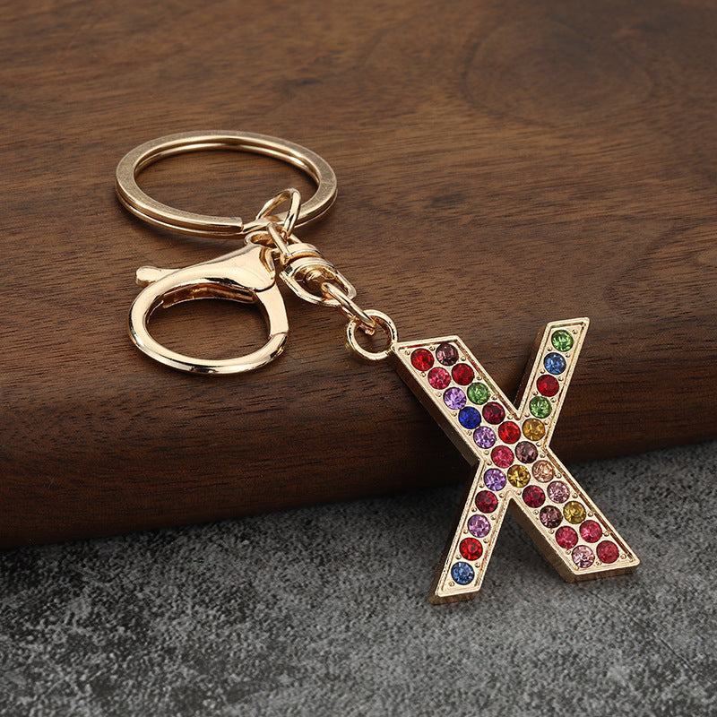 Colorful Rhinestone Letter Keychain Alphabet Bag Charm for Initials