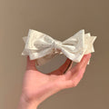 Polka Dot Satin Bow Twist Hair Clip Pink White Black view 6