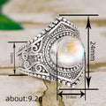 Antique Silver Hexagon Moonstone Look Cabochon Ring view 4
