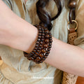 Wood Coconut Shell Stretch Bracelets Round Disc Flower 5 Styles view 3