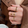 Gold Open Tiger Eye Stone Rings 3 Styles Adjustable view 4