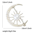 Crescent Moon and Pearl Starburst Crystal Brooch Pin view 6