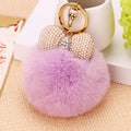 Pearl Bow Rabbit Fur Pom Keychains in Six Colors plus Bow Only Option view 1