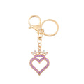 Rhinestone Crown Heart Keychain Metal Open Heart Bag Charm view 8