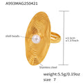 Open Oval Fingerprint Ring Shell Bead Gold Silver Stainless view 7