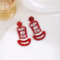Festive Greeting Top Hat Glitter Acrylic Dangle Stud Earrings view 8