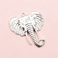 Detailed Elephant Head Pendant with Curved Trunk in Silver Finish view 4