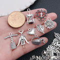 Silver-Tone Heart and Leaf Metal Charms with 15 Listed Options view 2