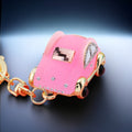 Jelly-Style Mini Car Keychain with Aqua Enamel and Crystal Accents view 2