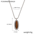 Gold Steel Oval Stone Shell Pendant Necklace Variants view 10